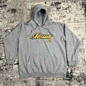 Vintage 90s Iowa Hawkeyes Hoodie Men L Gray Alstyle Apparel 90/10 Sweatshirt USA